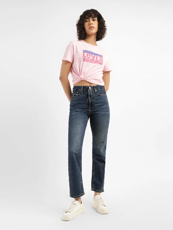 Women's Mid Rise Wedgie Straight Fit Jeans Trendy Pleated Waist Jeans