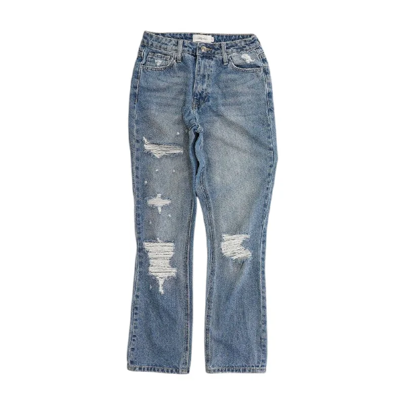 Blue Solid High Rise Bootcut Jeans