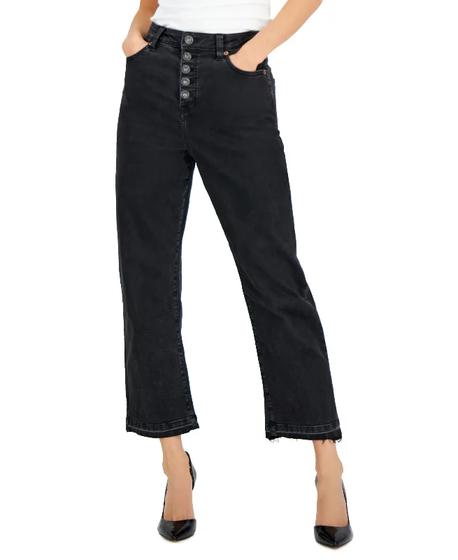 INC International Concepts Womens High Rise Button Fly Straight Leg Jeans