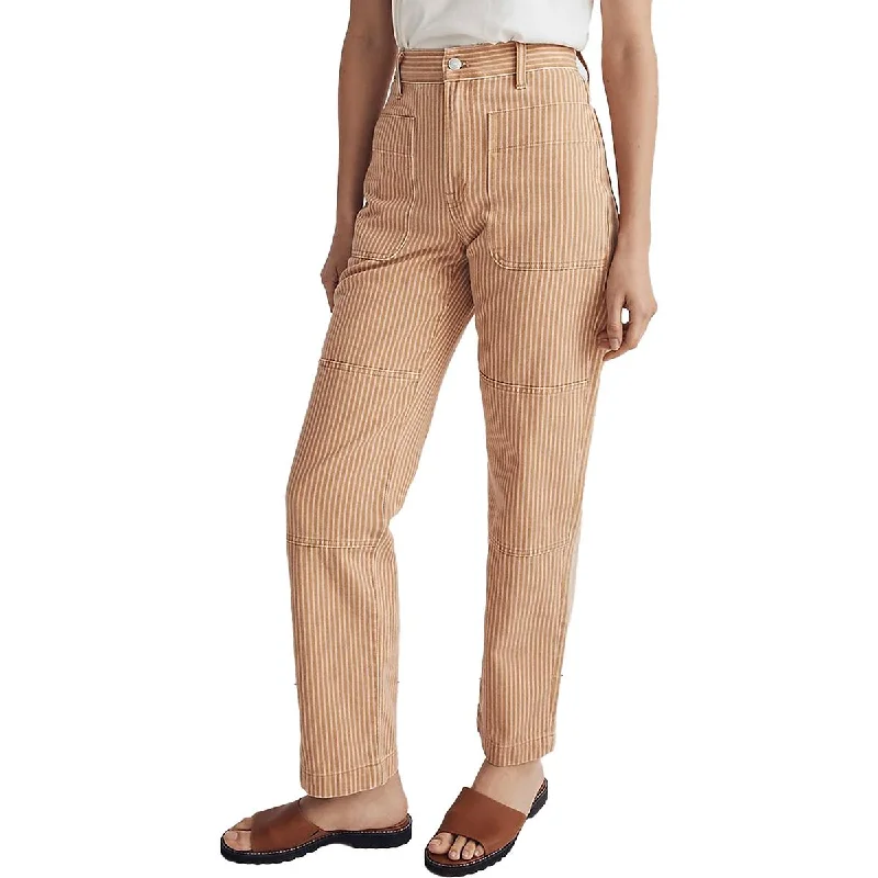 Madewell Womens High-Rise Striped Straight Leg Jeans