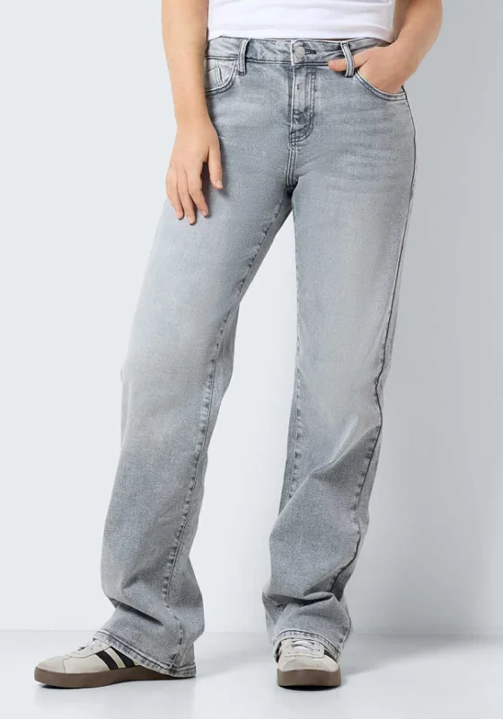 Noisy May Yolanda Wide Leg Jeans, Light Grey Denim