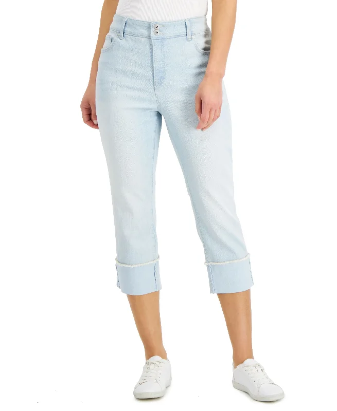 Style & Co Womens High Cuffed Capri Jeans