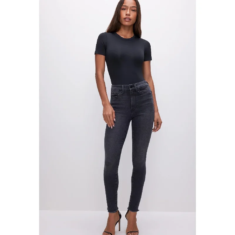 GA Black Skinny Fit Raw Hem Jeans